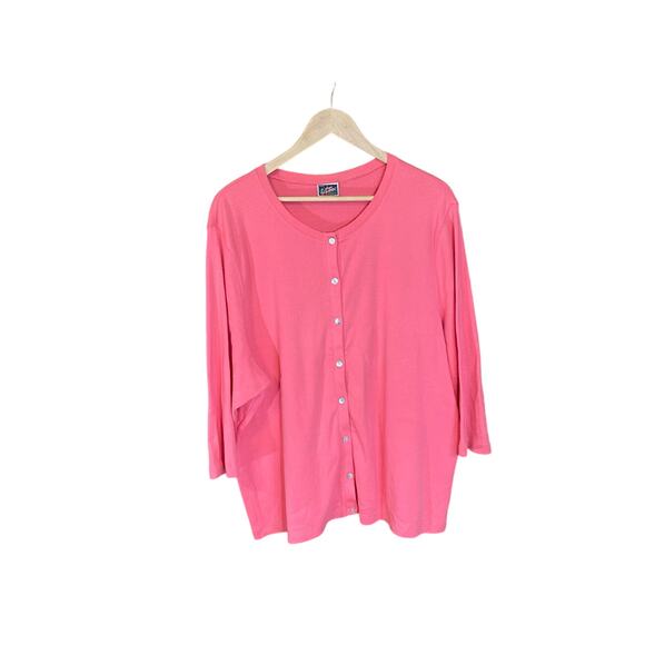La Cabaña Coral Button Front Cardigan Sweater Women’s XL 3/4 Sleeve - Picture 1 of 6
